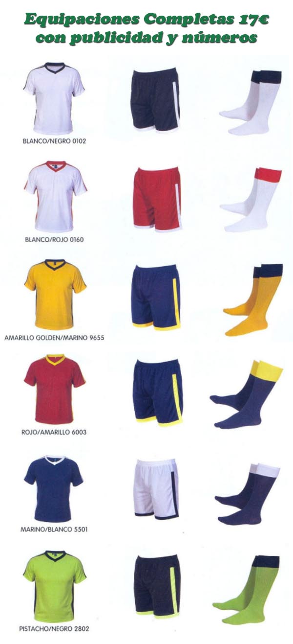 Equipaciones Completas 17€ con publicidad y números