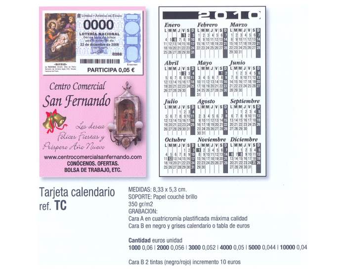 Tarjeta Calendario