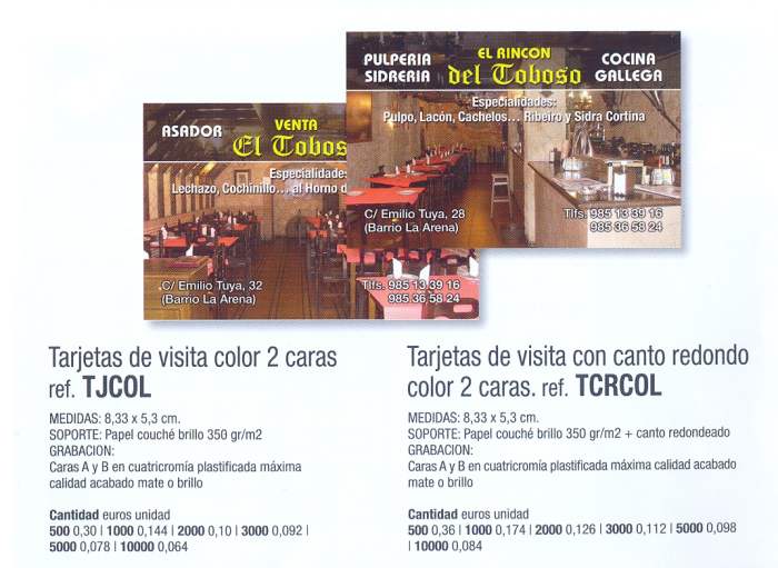Tarjetas Cantos Redondos